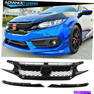 CO GAp[c 16-21z_VrbNFK8^CvR ABStgop[Ot[hbVOK[h Fits 16-21 Honda Civic FK8 Type-R ABS Front Bumper Grille Hood Mesh Grill Guards