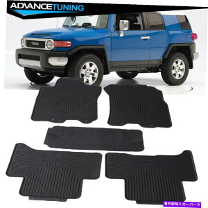 CO GAp[c tBbg07-14g^FJN[U[wr[f[eBZ_ubNebNXtgAtA}bg Fit 07-14 Toyota FJ Cruiser Heavy Duty Sedan Black Latex Front&Rear Floor Mats