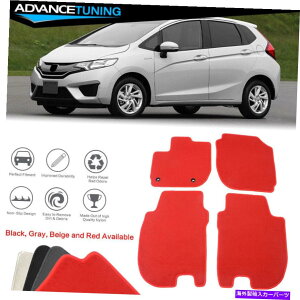 CO GAp[c tBbg15-18z_tBbgI[gtA}bgCi[tgAiCbhJ[ybg4PCS Fits 15-18 Honda Fit Auto Floor Mats Liner Front & Rear Nylon Red Carpets 4PCS