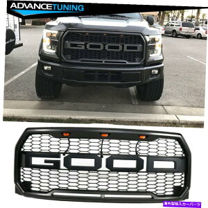 �C�O�� �G�A���p�[�c 15-17 FORD F150 R�X�^�C���}�b�g�u���b�N�t�����g�o���p�[�t�[�h�O����W/ LED Fits 15-17 Ford F150 R Style Matte Black Front Bumper Hood Grille W/ Led�y���s�A���i�z