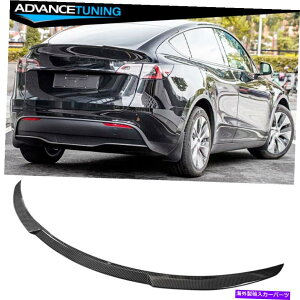CO GAp[c 20-22eXfYAgNX|C[CRX^CABS-J[{t@Co[vg Fits 20-22 Tesla Model Y Rear Trunk Spoiler IKON Style ABS - Carbon Fiber Print