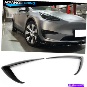CO GAp[c 20-22eXfYOXubNtHOCggуJo[fR[V Fits 20-22 Tesla Model Y Gloss Black Fog Light Trim Eyebrows Cover Decoration