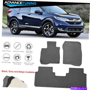 CO GAp[c tBbg17-21z_CRViCJ[tA}bgJ[ybgtgA3PCZbg - O[ Fits 17-21 Honda CRV Nylon Car Floor Mats Carpet Front & Rear 3PC Set - Grey