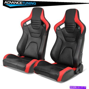 CO GAp[c ċN\ȃyA[VOV[g +fAXC_[PUJ[{U[bhXgCv Reclinable Pair Racing Seats + Dual Sliders PU&Carbon Leather Red Stripe