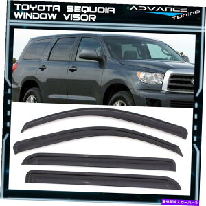 CO GAp[c K08-20g^ZRCA4hÃXF̃ANEBhEoCU[4PCS Fits 08-20 Toyota Sequoia 4-Door Slim Smoke Tinted Acrylic Window Visors 4PCS