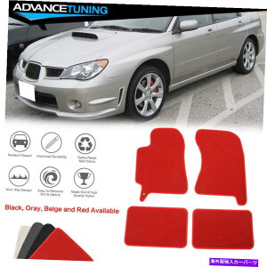 CO GAp[c tBbg02-07XoCvbTWRX STItA}bgtgAiCbhJ[ybg4PC Fits 02-07 Subaru Impreza WRX STI Floor Mats Front & Rear Nylon Red Carpet 4PC