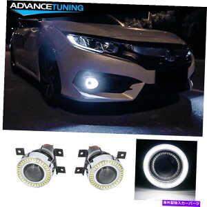 CO GAp[c 16-20z_VrbNLEDn[GWFACYvWFN^[tHOvvyA Fits 16-20 Honda Civic LED Halo Angel Eyes Projector Fog Lights Lamps Pair