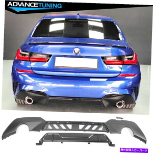 CO GAp[c tBbg19-22 BMW G20 330I MX|[cfAVOGL][XgAfBt[U[}bgubN Fits 19-22 BMW G20 330i M Sport Dual Single Exhaust Rear Diffuser Matte Black