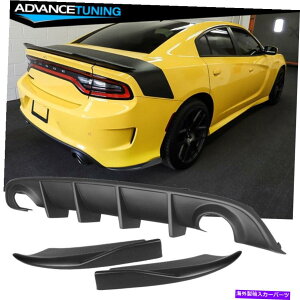 CO GAp[c tBbg15-22_bW[dSRTAfBt[U[op[ + 2pc V2X^CTChGv-pp Fits 15-22 Dodge Charger SRT Rear Diffuser Bumper + 2PC V2 Style Side Aprons -PP