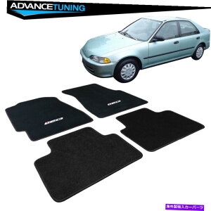 CO GAp[c 92-95z_VrbNEGSOEubNiCtgAtA}bgJ[ybg4PC Fits 92-95 Honda Civic EG Logo OE Black Nylon Front Rear Floor Mats Carpet 4PC