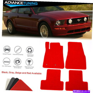 CO GAp[c tBbg05-09tH[h}X^OI[gtA}bgCi[tgAiCbhJ[ybg4PC Fits 05-09 Ford Mustang Auto Floor Mats Liner Front Rear Nylon Red Carpet 4PC