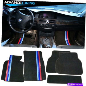 CO GAp[c tBbg97-03 BMW E39 5V[YiCtgtA}bgt3F̃XgCv Fits 97-03 BMW E39 5-Series Nylon Front Rear Floor Mats With 3 Color Stripes
