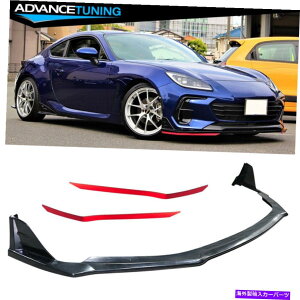 CO GAp[c 22-23XoBRZg^GR86ubNAutgbv + EPDMbhbvveN^[ Fits 22-23 Subaru BRZ Toyota GR86 Black ABS Front Lip + EPDM Red Lip Protector