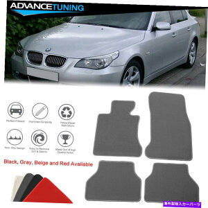 �C�O�� �G�A���p�[�c 05-10 BMW E60 5�V���[�Y4�h�A�t���A�}�b�g�t�����g�����A�i�C�����O���[�J�[�y�b�g4PC Fits 05-10 BMW E60 5-Series 4-Door Floor Mats Front & Rear Nylon Grey Carpet 4PC�y���s�A���i�z