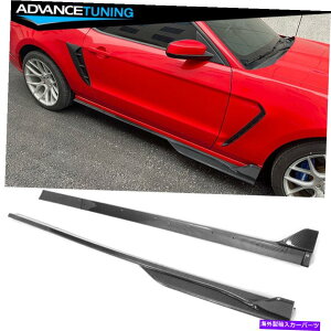 CO GAp[c tBbg05-14tH[h}X^OGT500J[{t@Co[vgTChXJ[gGNXeV-ABS Fits 05-14 Ford Mustang GT500 Carbon Fiber Print Side Skirts Extensions - ABS