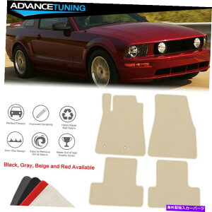 海外製 エアロパーツ フィット05-09フォードマスタングオートフロアマットライナーフロントリアナイロンベージュカーペット4PC Fits 05-09 Ford Mustang Auto Floor Mats Liner Front Rear Nylon Beige Carpet 4PC