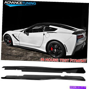 海外製 エアロパーツ フィット14-19シボレーコルベットC7 Z06スタイル左右側のスカートグロスブラック Fits 14-19 Chevy Corvette C7 Z06 Style Left Right Side Skirts Gloss Black