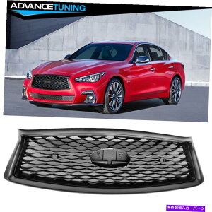 CO GAp[c tBbg18-22CtBjeBQ50 ERX^Ctgt[hOw/ԃZT[}bgubN Fits 18-22 Infiniti Q50 ER Style Front Hood Grille w/ Parking Sensor Matte Black