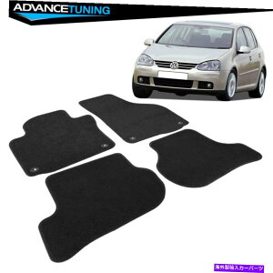 CO GAp[c tBbg06-09 VWStrbgGTI 2DR 4DRubNiCtA}bgJ[ybgtgA Fits 06-09 VW Golf Rabbit GTI 2Dr 4Dr Black Nylon Floor Mats Carpet Front&Rear