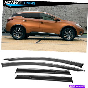 CO GAp[c tBbg15-22Y[mZ52EBhEoCU[CTK[hw/Ng4pc Fits 15-22 Nissan Murano Z52 Window Visors Rain Sun Guard w/ Chrome Trim 4Pc