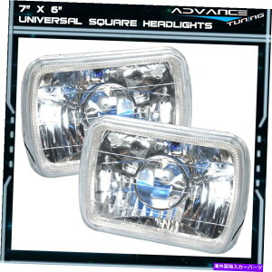 CO GAp[c 7x6C`u[n[H4ouV[r[XNGAvWFN^[wbhCgwbhvyA 7x6 Inch Blue Halo H4 Bulb Sealed Beam Square Projector Headlight Headlamp Pair