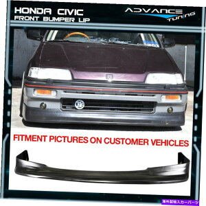 �C�O�� �G�A���p�[�c �t�B�b�g88-91�z���_�V�r�b�N�[���LZ�X�^�C�����h���u���b�NPU�t�����g�o���p�[���b�v�X�|�C���[ Fits 88-91 Honda Civic Zenki Z Style Unpainted Black PU Front Bumper Lip Spoiler
