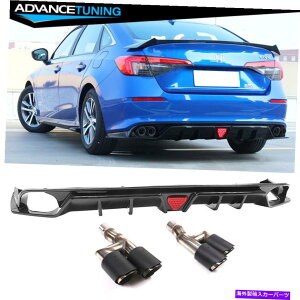 CO GAp[c 22-23z_VrbN11Ԗڂ̃WFZ_CRX^CCFL PPAop[fBt[U[bv Fits 22-23 Honda Civic 11th Gen Sedan IKON Style CFL PP Rear Bumper Diffuser Lip