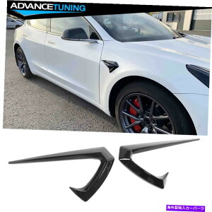 CO GAp[c 17-22eXf3OXubNGAt[xgTChtF_[XebJ[g For 17-22 Tesla Model 3 Gloss Black Air Flow Vent Side Fender Decor Sticker Trim