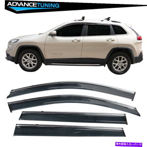 �C�O�� �G�A���p�[�c �t�B�b�g14-21�W�[�v�`�F���L�[KL�|���J�[�{�l�[�g�E�B���h�E�o�C�U�[W/�N�����g����4PC Fits 14-21 Jeep Cherokee KL Polycarbonate Window Visors w/ Chrome Trim 4Pc