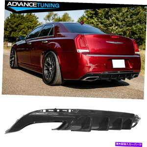CO GAp[c tBbg15-22NCX[300CRV1AfBt[U[op[bv4tBOXubNPP Fits 15-22 Chrysler 300 IKON V1 Rear Diffuser Bumper Lip 4 Fins Gloss Black PP