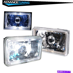 CO GAp[c 6x4C`zCgn[H4ouV[ꂽr[XNGAvWFN^[wbhCgwbhvyA 6x4 Inch White Halo H4 Bulb Sealed Beam Square Projector Headlight Headlamp Pair