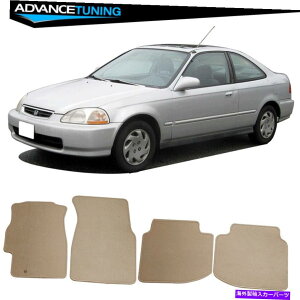 海外製 エアロパーツ 96-00ホンダシビックベージュナイロンカーフロアマットフロントとリア4ピース Fits 96-00 Honda Civic Beige Nylon Car Floor Mats Front & Rear 4 Pieces