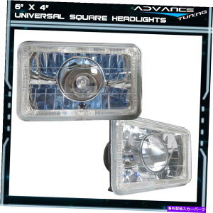 CO GAp[c 6x4C`u[n[H4ouV[ꂽr[XNGAvWFN^[wbhCgwbhvyA 6x4 Inch Blue Halo H4 Bulb Sealed Beam Square Projector Headlight Headlamp Pair
