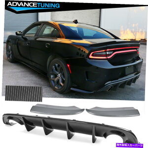 CO GAp[c tBbg15-22_bW[dSRTAfBt[U[op[ + 2PCTChGv-CFL Fits 15-22 Dodge Charger SRT Rear Diffuser Bumper + 2PC Side Aprons - CFL