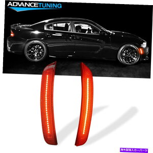 CO GAp[c tBbg15-22_bW[d2pctgTCh}[J[CgR[i[vbhY Fits 15-22 Dodge Charger 2PC Front Side Marker Lights Corner Lamps Red Lens