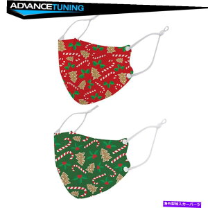 CO GAp[c l̂߂̃tFCX}XNȂ̃NX}XIȌJo[2pcsZbg Face Mask For Adults Cotton Christmas Decorative Mouth Covering 2pcs Set