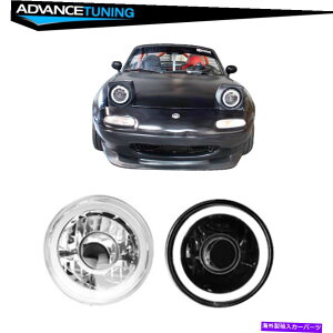 CO GAp[c CCFLn[wbhCgv]2PC7C`̊ۂN 7" Inch Round Chrome With White CCFL Halo Head Lights Lamps Conversion 2PC