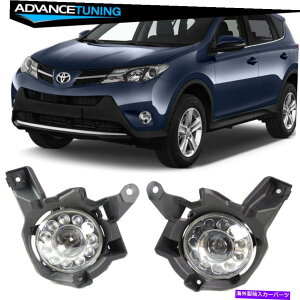 CO GAp[c 13-15g^RAV4tgop[LEDn[vWFN^[tHOCgv2PC Fits 13-15 Toyota Rav4 Front Bumper LED Halo Projector Fog Lights Lamps 2PC