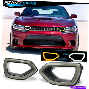 CO GAp[c tBbg15-22_bW[dSRTXLbgpbNOzCgDRLF̐MLEDCg Fits 15-22 Dodge Charger SRT Scat Pack Grille White DRL Yellow Signal LED Lights