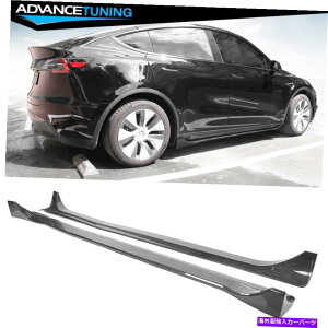 CO GAp[c 20-22eXfYJ[{t@Co[vgABSTChXJ[gbJ[plbv Fits 20-22 Tesla Model Y Carbon Fiber Print ABS Side Skirts Rocker Panel Lip