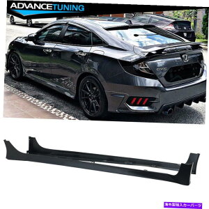 CO GAp[c tBbg16-21z_VrbNZ_4hAHFPX^ChTChXJ[gyA-PP Fits 16-21 Honda Civic Sedan 4Door HFP Style Unpainted Side Skirts Pair- PP