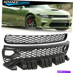 CO GAp[c tBbg15-22_bW[dSRTXLbgpbNAbp[ƃ[[Ow/x[-pp Fits 15-22 Dodge Charger SRT Scat Pack Upper & Lower Grilles W/ Bezels - PP