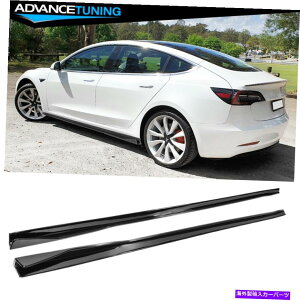 CO GAp[c tBbg17-22eXf3CRX^CTChXJ[gGNXeVyAPP-OXubN Fits 17-22 Tesla Model 3 IKON Style Side Skirts Extension Pair PP - Gloss Black