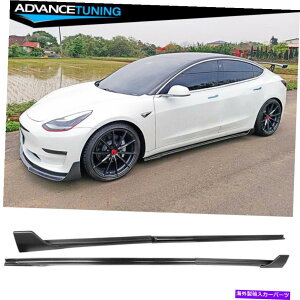 CO GAp[c tBbg17-22eXf3 vTChXJ[gGNXeVE6pc pp-}bgubN Fits 17-22 Tesla Model 3 V Side Skirts Extension Left Right 6PC PP - Matte Black