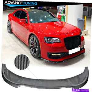 海外製 エアロパーツ フィット15-22クライスラー300 300CカーボンファイバープリントフロントバンパーリップスポイラーPP Fits 15-22 Chrysler 300 300C Carbon Fiber Print Front Bumper Lip Spoiler PP