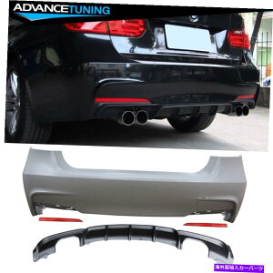 CO GAp[c 12-18 F30 3Series MPX^CAop[Jo[fBt[U[cC}t[cCAEg Fits 12-18 F30 3Series MP Style Rear Bumper Cover Diffuser Twin Muffler Twin Out