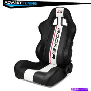 �C�O�� �G�A���p�[�c �ċN���\�ȃ��[�V���O�V�[�g���h���C�u +�f���A���X���C�_�[�u���b�NPU���U�[�z���C�g�X�g���C�v Reclinable Racing seat Left Drive + Dual slider Black PU Leather White Stripe�y���s�A