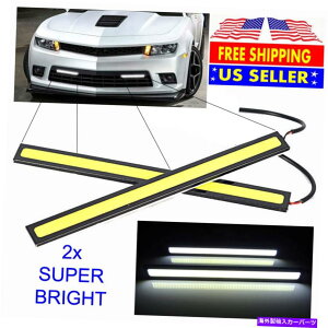CO GAp[c 2{̒邢RuLEDXgbvDRLtHOCgԗpgbNp̉^]v 2x Super Bright White COB LED Strip DRL Fog lights Driving Lamp for Cars Trucks