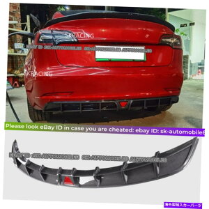 CO GAp[c 2017-2022eXf3J[{t@Co[X^CAop[bvfBt[U[X|C[ For 2017-2022 Tesla Model 3 Carbon Fiber Style Rear Bumper Lip Diffuser Spoiler