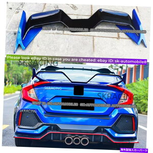 �C�O�� �G�A���p�[�c 2016-2020 Honda Civic 10th Black+Blue Outer Rear Spoiler Gull Wing Flap For 2016-2020 Honda Civic 10th Black+Blue Outer Rear Rear Spoiler Gull Wing Flap�y���s�A���i�z